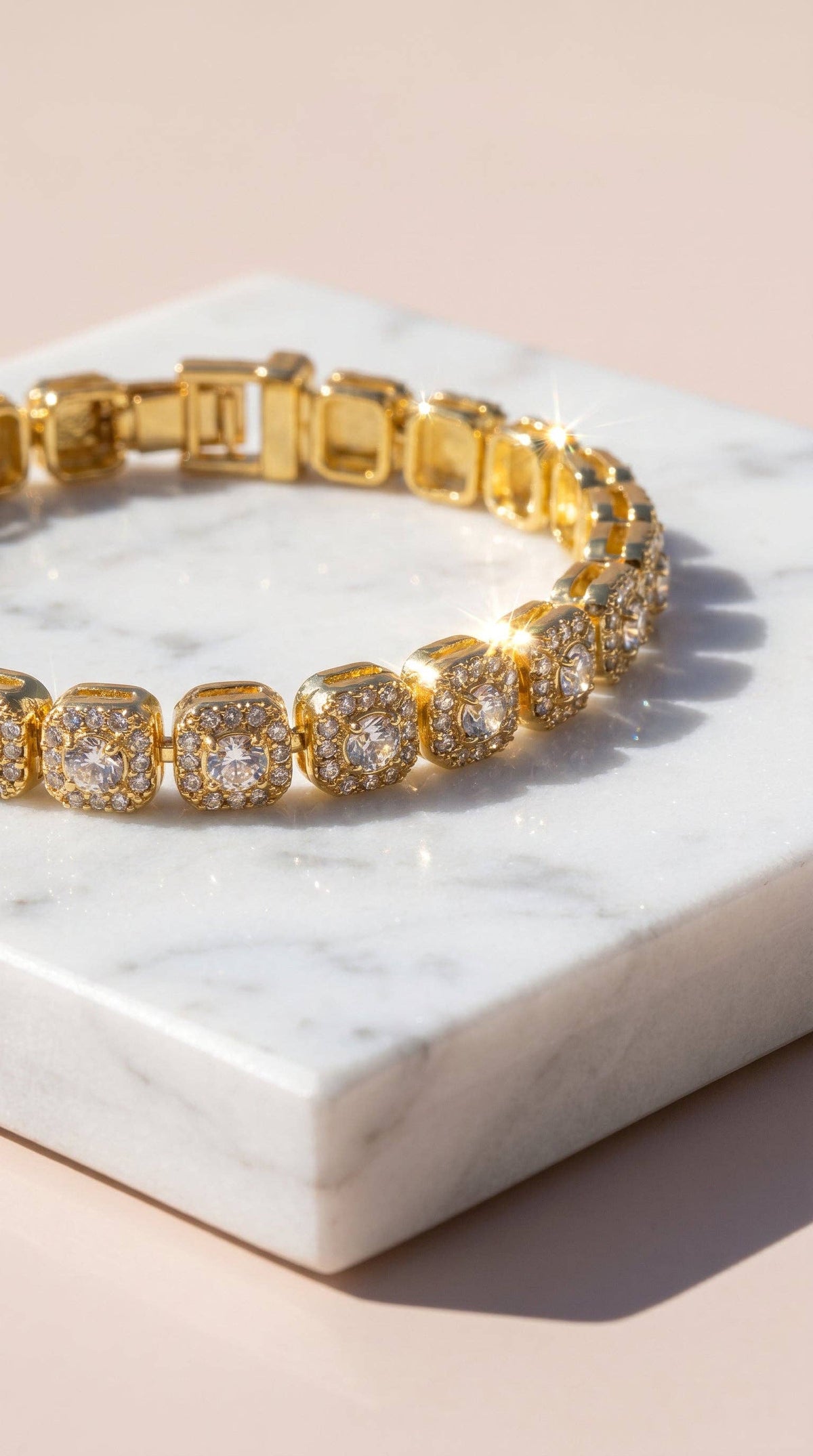 Gold plated crystal tennis bracelet