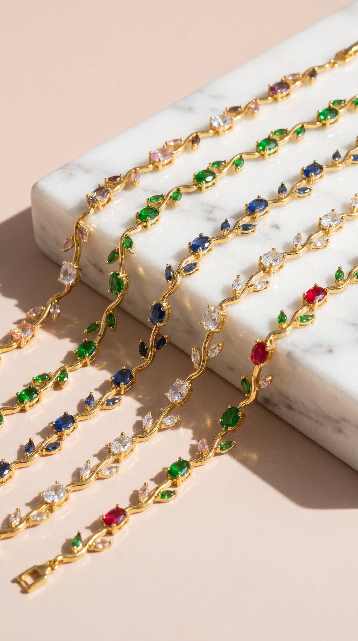 Gold plated floral crystal bracelet