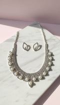 Pearl Statement Crystal Necklace & Earrings Set
