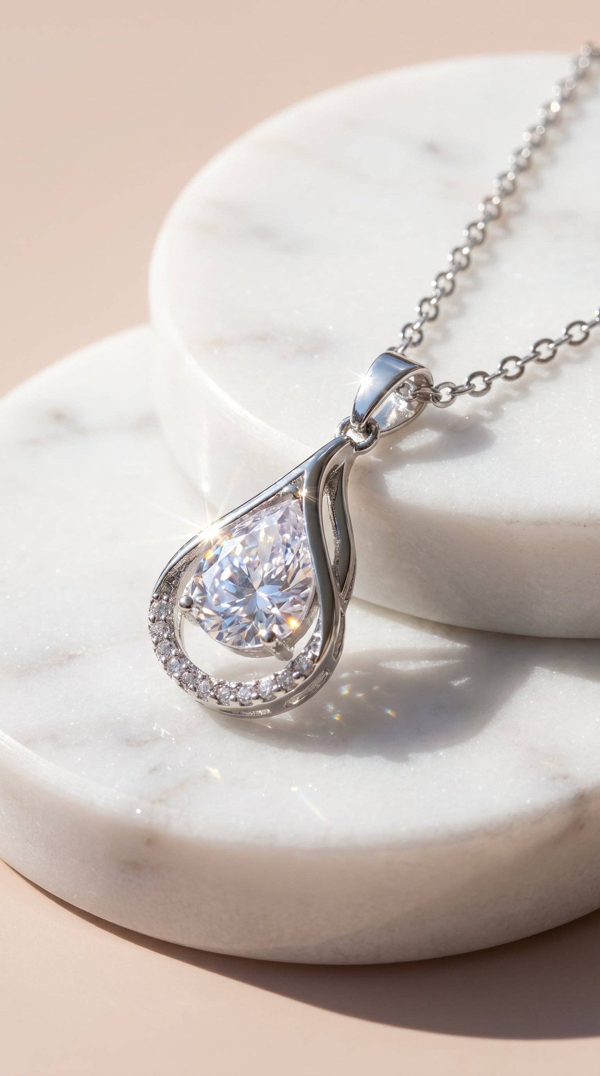 Teardrop Crystal Pendant Necklace