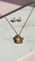 Crystal Flower Pendant Necklace & Earring Set